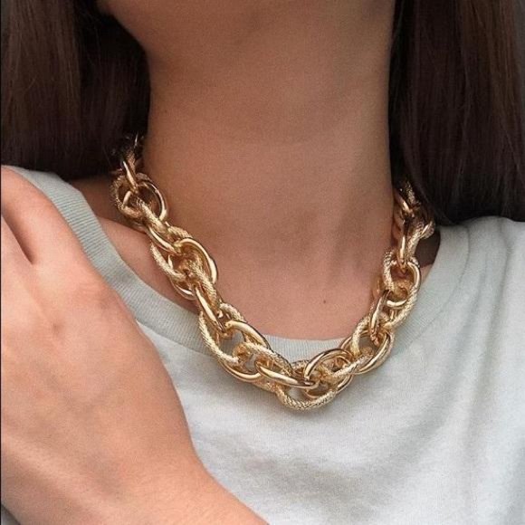 NEW 18K CHUNKY CHOKER CHAIN NECKLACE - Picture 2 of 6